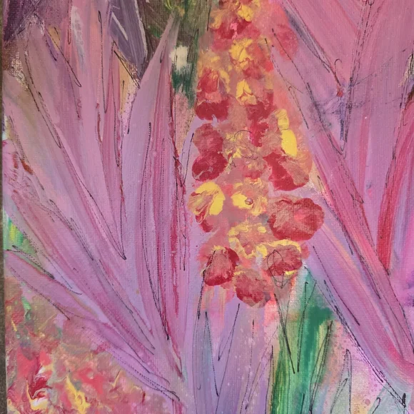 HANDCRAFTED Abstact Floral Painting HANDPAINTED & HANDMADE Contemporary Wall Art - Picture 6 of 16